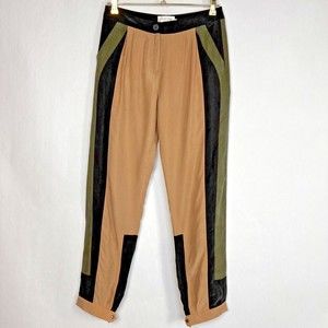 Shades of Grey by Micah Cohen Jogger Womens 6 Tan Color Block Snap Track Pants